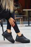 Siyah Wondi Cilt Bağcıklı Spor Ayakkabı