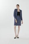 İndigo Chanel Kumaş Yakasız Ceket Mini Etek Ikili Takım