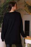 Siyah Ayıcık Baskılı Uzun Kollu Sweatshirt