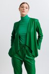Yeşil Yakası Dökümlü Deri Ceket