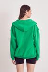 Yeşil Ön Fermuarlı Kapşonlu Hırka Sweatshirt