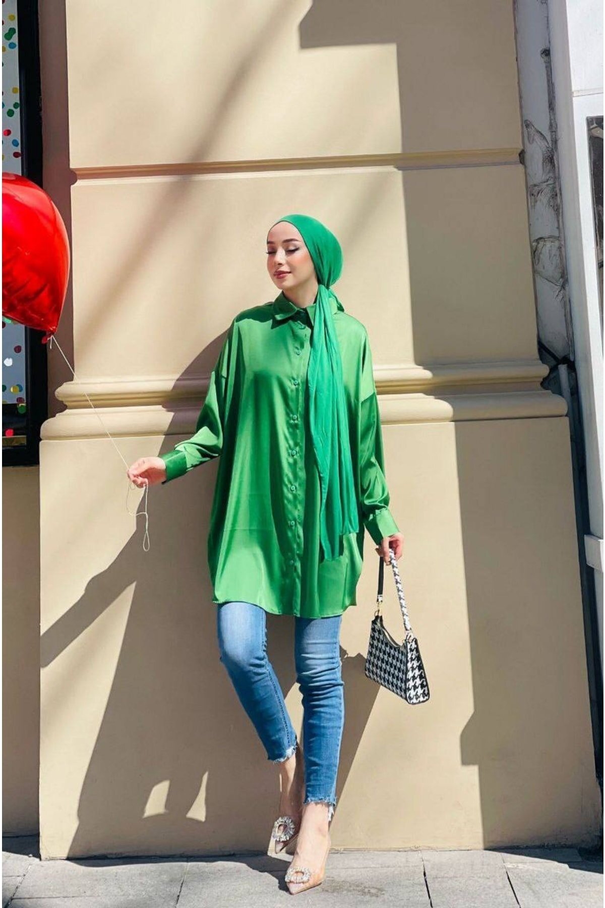 Cng Moda Yeşil Jessica Kumaş Gömlek
