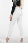 Beyaz Yüksek Bel Lastikli Pantolon