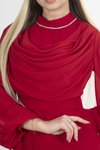 Kırmızı Drape Detaylı Kalem Elbise Abiye