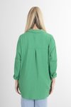 Yeşil Düşük Omuz Yakası Taş İşlemeli Gömlek