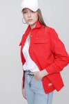 Kırmızı Önü Çıtçıtlı Jean Kot Gömlek