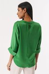 Yeşil Duble Kol Saten Bluz