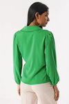 Yeşil Yan Bağlamalı Yakalı Saten Bluz