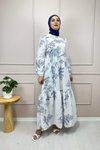Ekru Alaçatı Model Kuşaklı Elbise