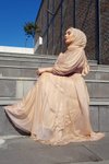 Somon Simli Belden Kuşaklı Mezuniyet Abiye Elbise