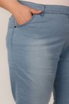 Buzmavi Büyük Beden Dar Paça Uzun Boy Taşlamalı Kot Buz Mavi Pantolon
