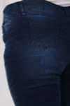 Lacivert Büyük Beden Dar Paça Uzun Boy Taşlamalı Kot Pantolon