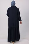 Lacivert Büyük Beden Fırfırlı Airobin Elbise