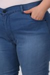 Mavi Büyük Beden Dar Paça Uzun Boy Taşlamalı Kot Pantolon