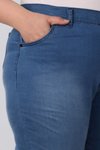 Mavi Büyük Beden Dar Paça Uzun Boy Taşlamalı Kot Pantolon