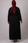 Siyah Büyük Beden Beli Biye Kemerli Airobin Elbise