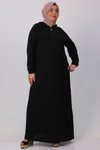 Siyah Büyük Beden Püskül Detaylı Airobin Elbise