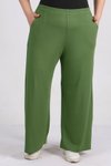 Yeşil Büyük Beden Yüksek Beli Lastikli Penye Pantolon