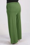 Yeşil Büyük Beden Yüksek Beli Lastikli Penye Pantolon