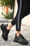 Siyah Dica Cilt Bağcıklı Spor Ayakkabı