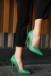 Yeşil Deor Cilt Stiletto Ayakkabı