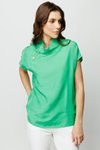 Benetton Yeşil Dik Yaka Düğme Detaylı Bluz