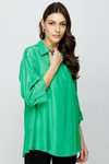 Benetton Yeşil Gömlek Yaka Duble Kol Bluz