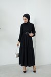 Siyah Yakalı Bürümcük Elbise