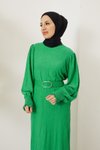 Yeşil Kemerli Elbise