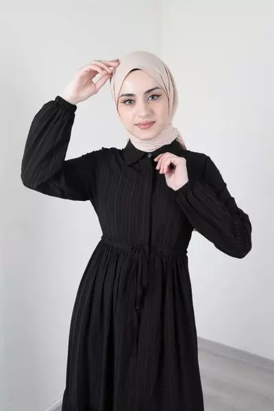 Asya Bürümcük Siyah Elbise