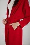 Kırmızı Krep Belden Kuşaklı Kimono