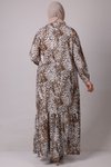Leopar Desenli Büyük Beden Etek Ucu Fırfırlı Bürümcük Elbise