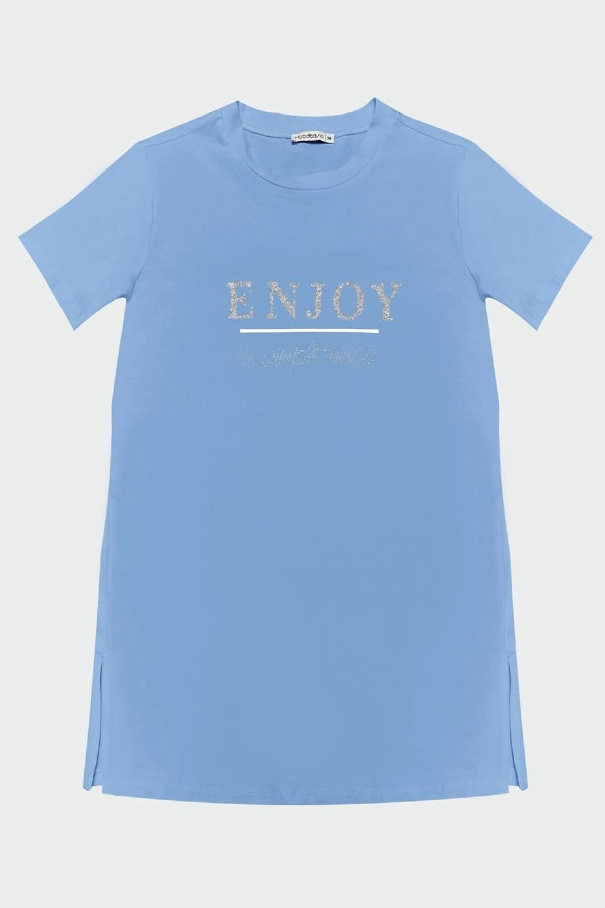 Moodbasic Mavi Yırtmaçlı Kısa Kollu T-shirt