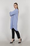 Mavi Kol Ucu Fırfırlı Gömlek Tunik