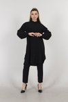 Siyah Kol Ucu Fırfırlı Gömlek Tunik