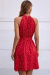 Kırmızı Kalp Baskılı Kuşaklı Mini Elbise