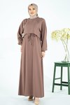 Kahve Kum Krep Lina Elbise