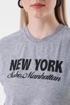 Gri New York Baskılı Tişört