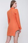 Orange Yanı Saçaklı Special Tasarım Ceket Mini Abiye Elbise