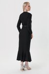 Siyah Kemerli Uzun Kol Balık Model Elbise