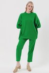 Yeşil Dokuma Pantolon Tunik Takım