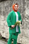 Yeşil Bürümcük Kimono Alt Üst Takım