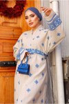 Mavi Etnik Desen Kimonolu Takım