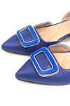 Mavi Tulya Cilt Topuklu Babet Ayakkabı