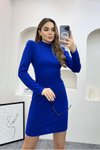 Mavi Fermuarlı Mini Abiye Elbise