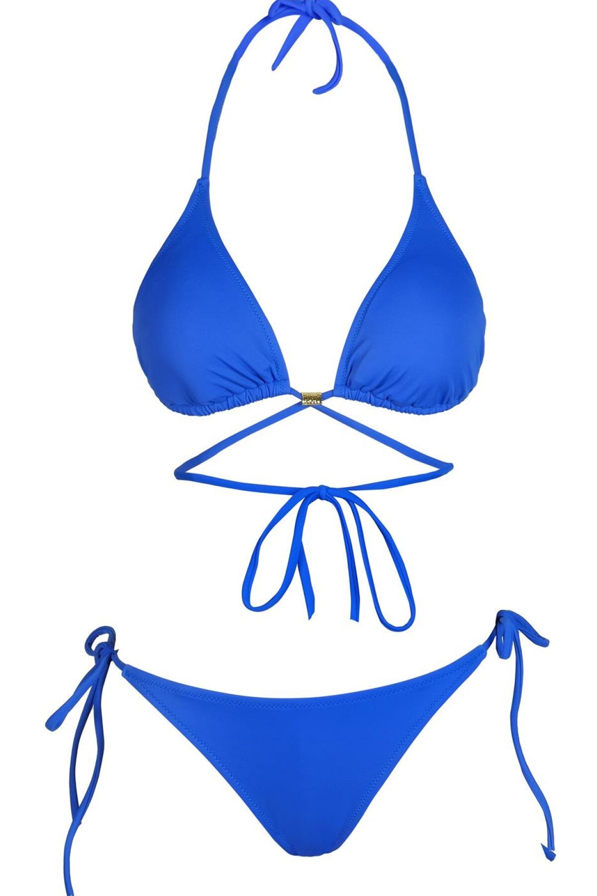 Endeep Saks Mavi Çapraz Bağlama Detaylı Üçgen İpli Bikini Takım