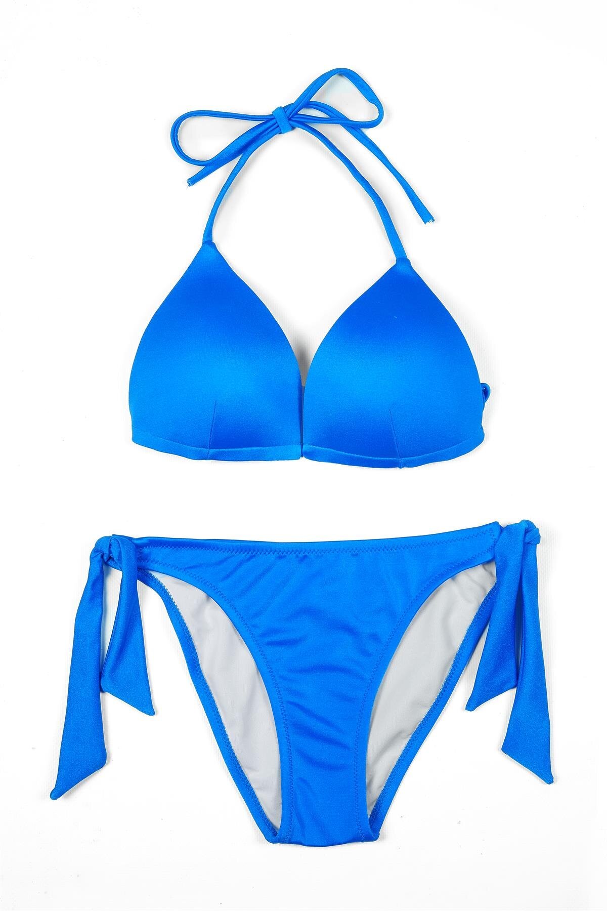 Endeep Saks Mavi Üçgen Yarım Dolgulu Bikini Takım