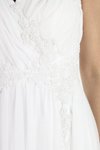 Ekru Aplik Nakışlı Askılı Tül Uzun Nikah Abiye Elbise
