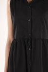 Siyah Gömlek Yaka Mini Elbise