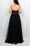 Straplez Siyah Üst Kısmı Renkl Taş İşlemeli Şifon Uzun Abiye Elbise